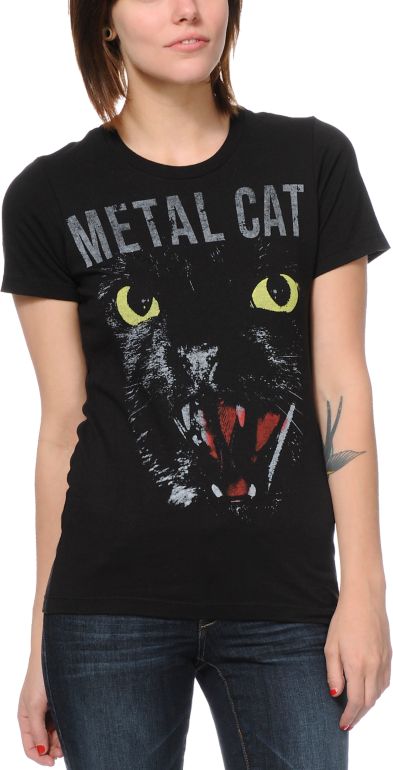 Empyre Girls Metal Cat Black Tee Shirt