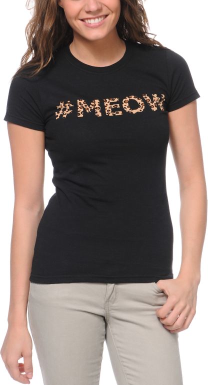 A-Lab Girls #Meow Black Tee Shirt