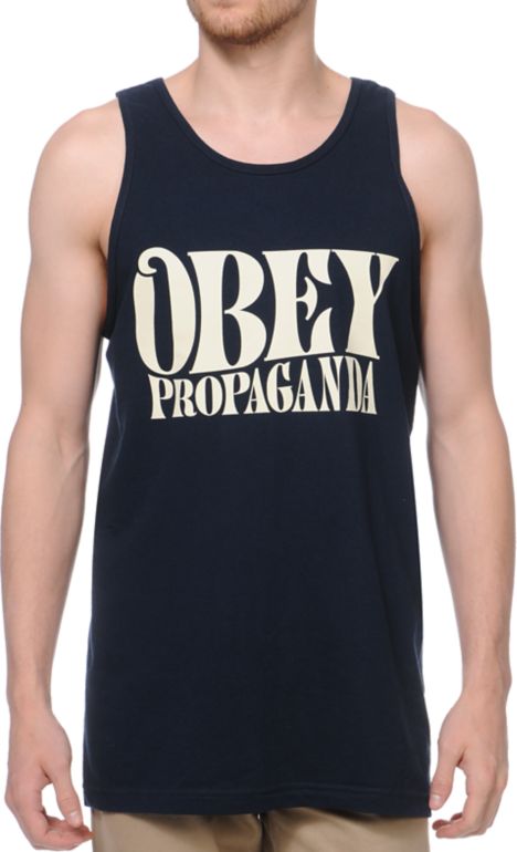 Obey Propaganda Type Navy Tank Top