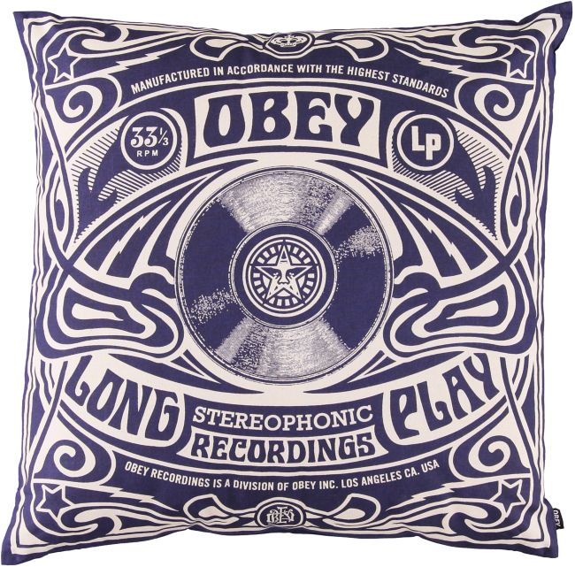 Obey Stereophonic Navy Blue Throw Pillow