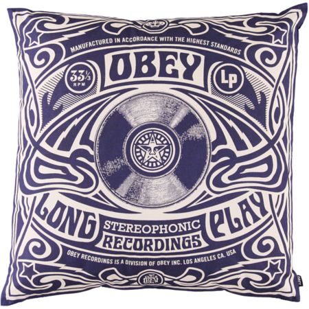 Obey Stereophonic Navy Blue Throw Pillow