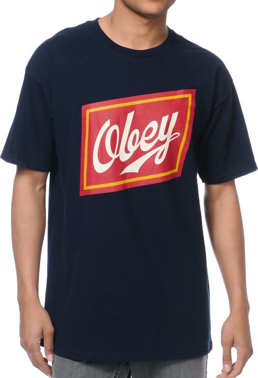 Obey Malt Liquor Navy Tee Shirt