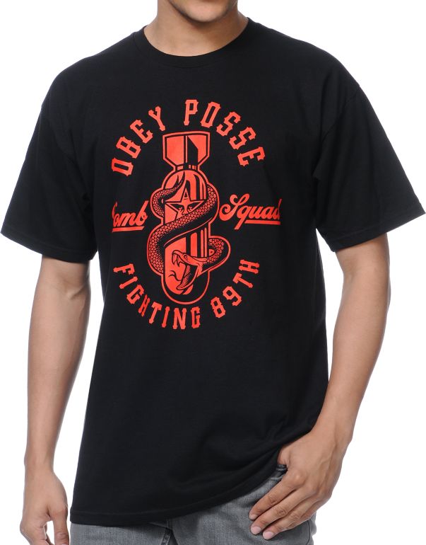 Obey Bomb Squad Black Tee Shirt