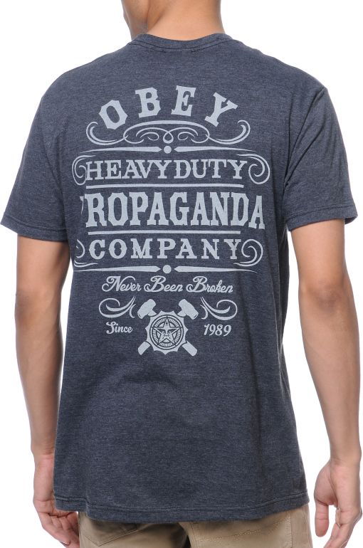 Obey Heavy Duty Propaganda Charcoal Tee Shirt