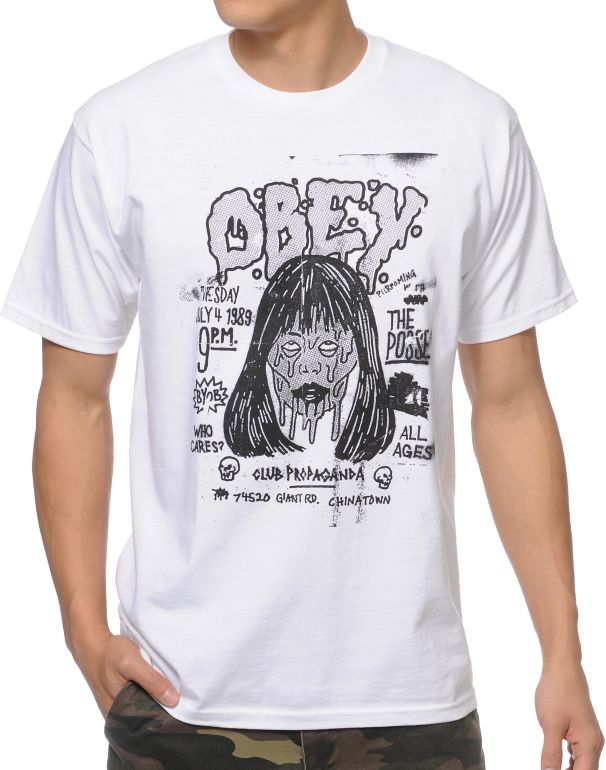 Obey Face Melighters White Tee Shirt