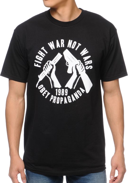 Obey Fight War Not Wars Black Tee Shirt