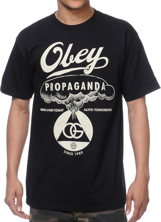 Obey Nuclear Attack Black Tee Shirt