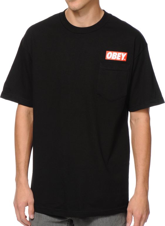Obey Bar Pocket Black Tee Shirt