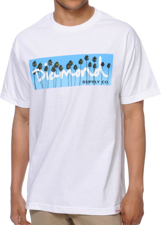 Diamond Supply OG  Palms White Tee Shirt