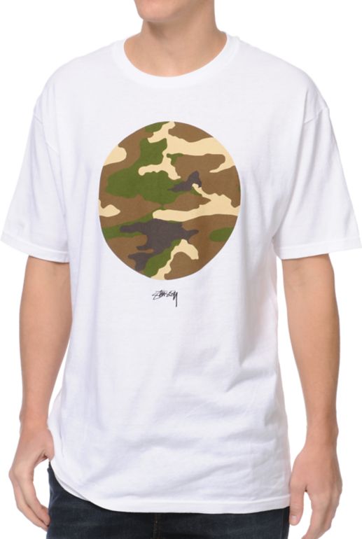 Stussy Camo Circle White Tee Shirt