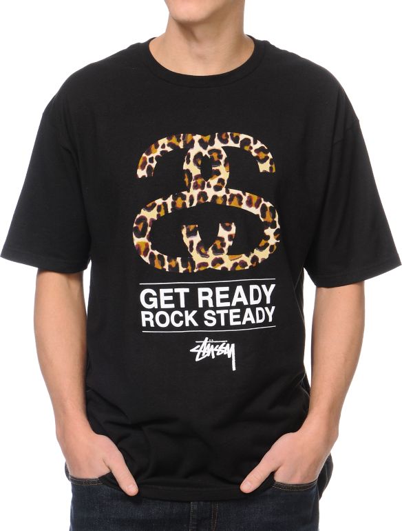 Stussy SS Leopard Black Tee Shirt