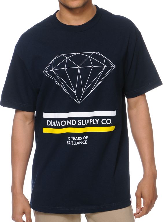 Diamond Supply 15 Years Brilliance Navy Blue Tee Shirt