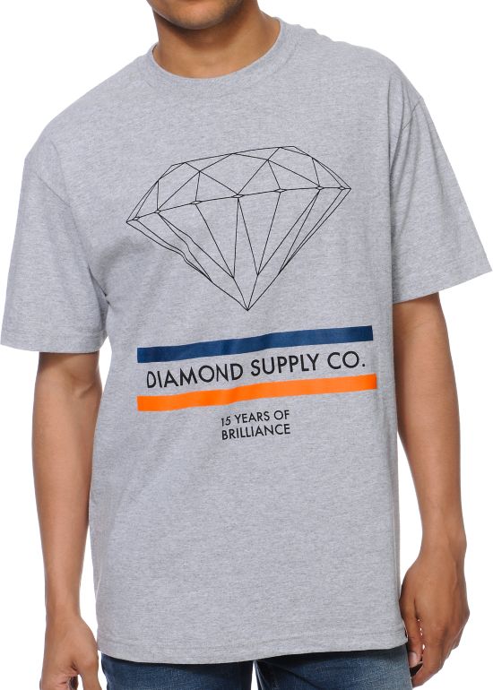 Diamond Supply 15 Years Brilliance Heather Grey Tee Shirt