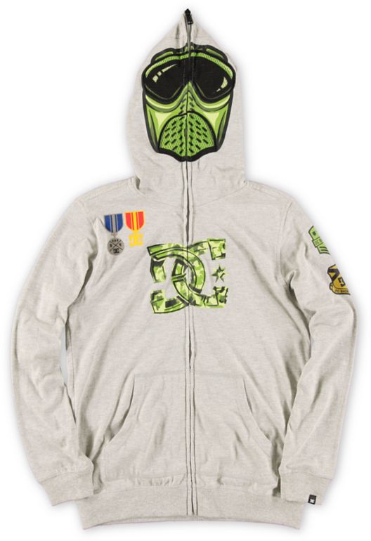 DC Boys Sergeant Heather Grey Full Zip face Mask Hoodie
