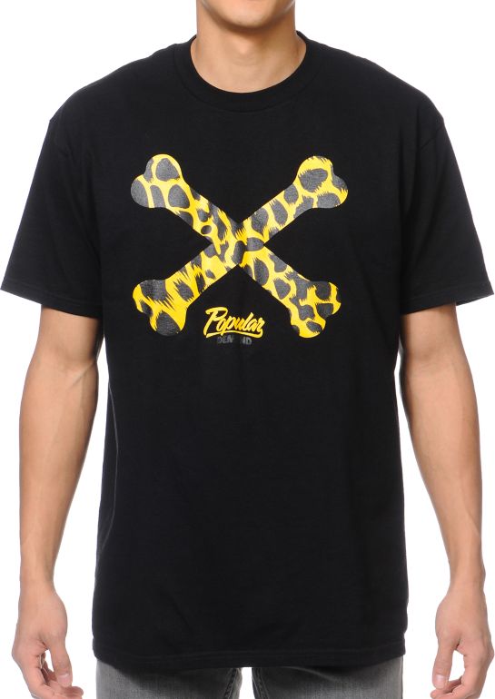 Popular Demand Cheetah Bones Black Tee Shirt