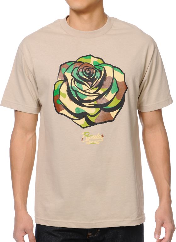 Popular Demand Camo Rose Tan Tee Shirt