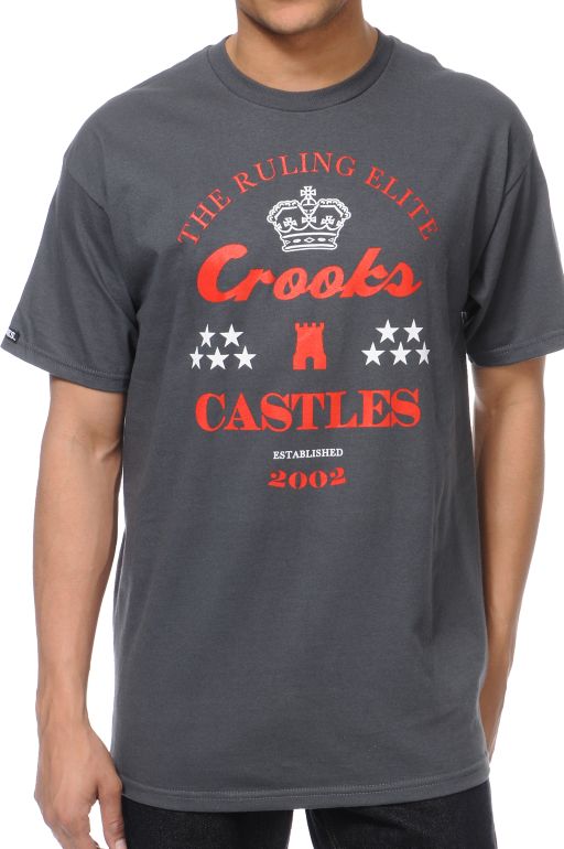 Crooks and Castles The Ruler Charcoal Tee Shirt