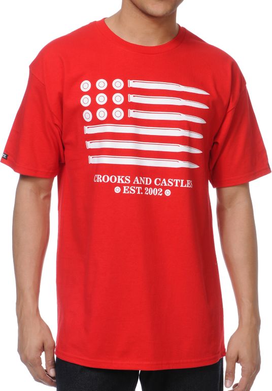 Crooks and Castles Ammo Flag Red Tee Shirt