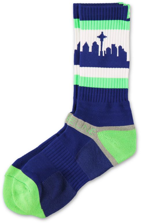 Strideline SeaTown Navy & Green Crew Socks