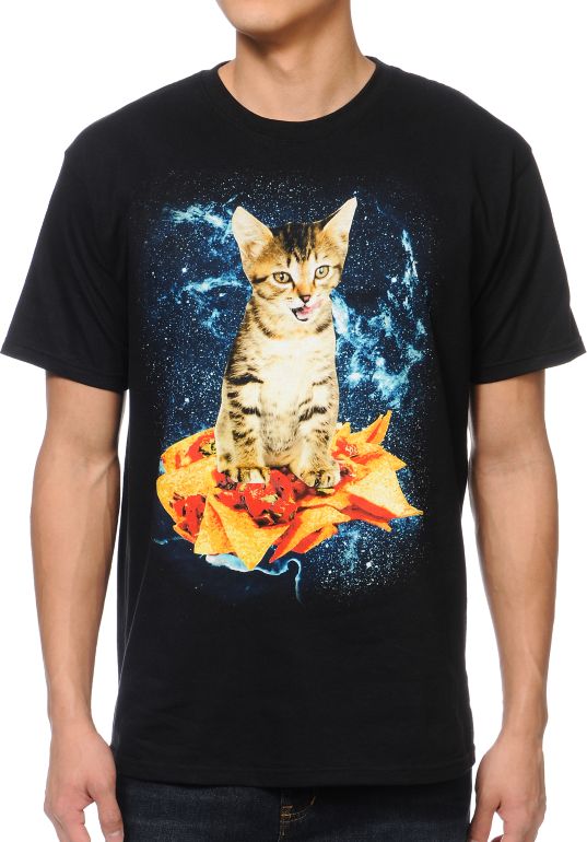 A-Lab Galactic Nacho Cat Black Tee Shirt