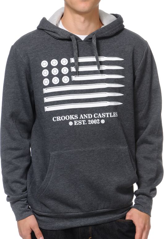 Crooks and Castles Ammo Flag Charcoal Pullover Hoodie