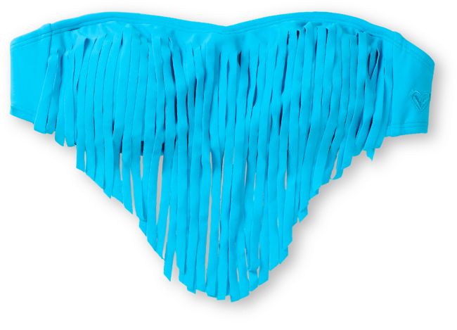 Roxy Surf Essentials Caribbean Blue Fringe Bandeau Bikini Top