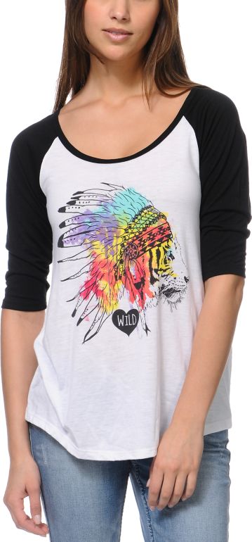 Empyre Girls Head Dress Baseball Tee Shirt