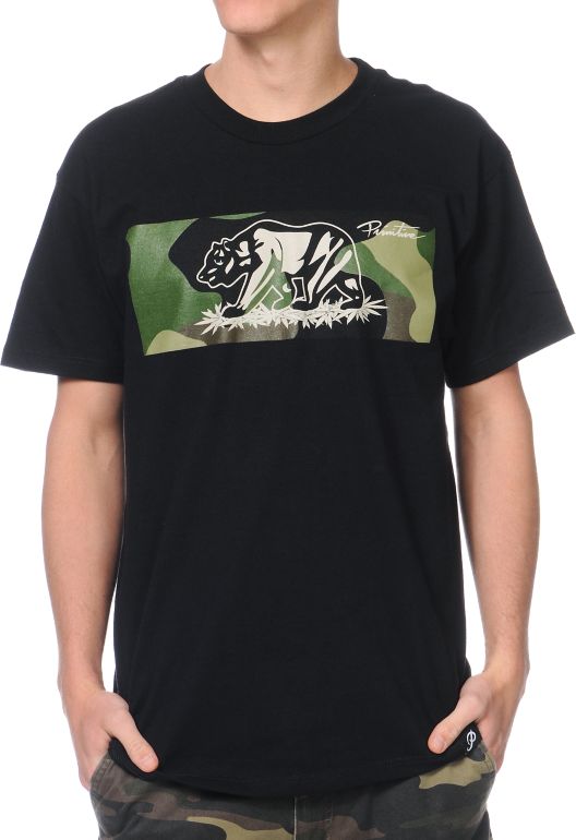 Primitive Bear Camo Black Tee Shirt