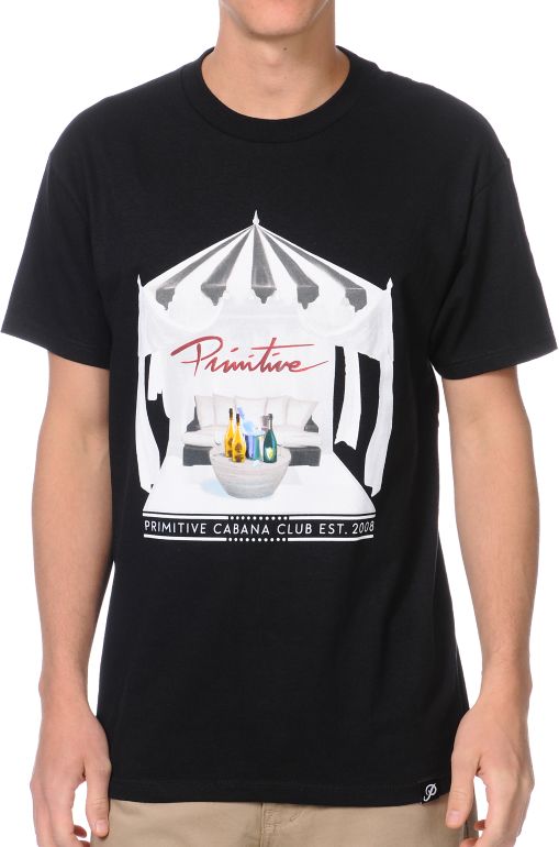 Primitive Cabana Club Black Tee Shirt