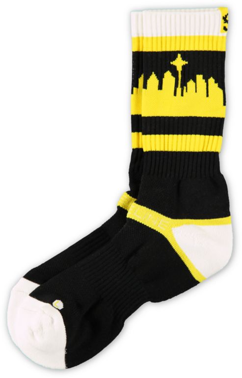 Strideline Classic SeaTown White Top Yellow & Black Crew Socks