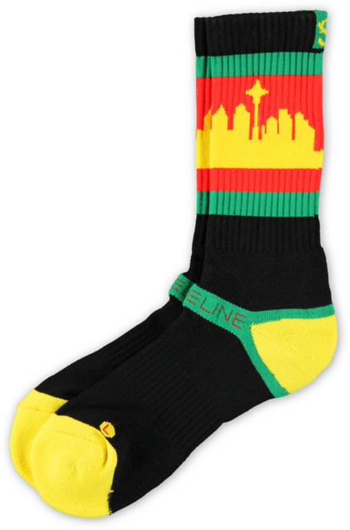 Strideline Classic SeaTown Black & Rasta Crew Socks