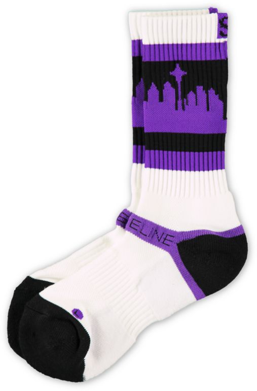 Strideline Classic SeaTown White & Purple Crew Socks