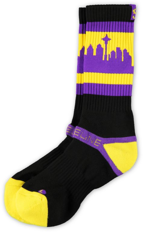 Strideline Classic SeaTown Black & Purple Huskies Crew Socks