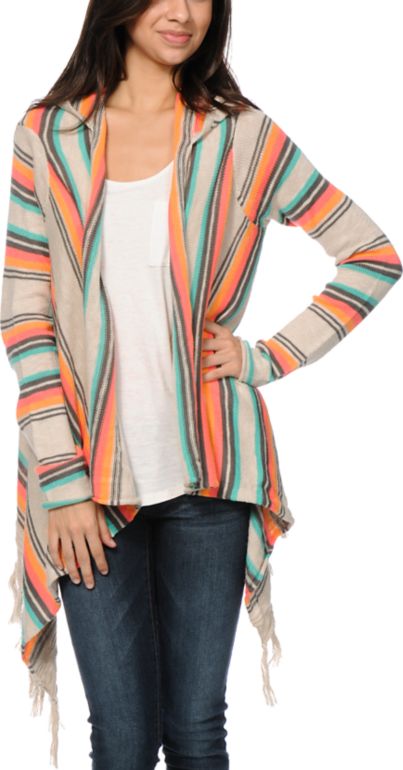 Rip Curl Driftwood Beige Hooded Cardigan Sweater
