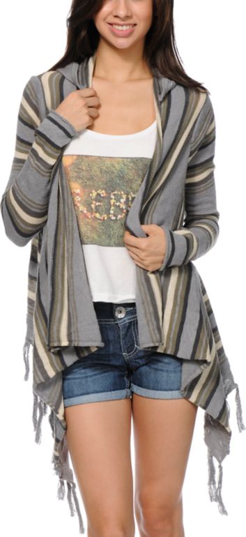Rip Curl Driftwood Grey Hooded Cardigan Sweater