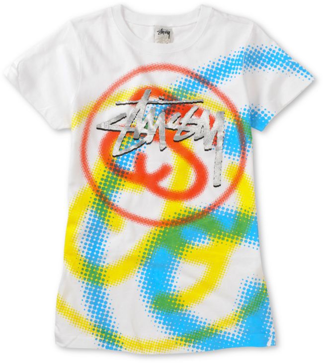 Stussy Girls Stocks & Links White Tee Shirt
