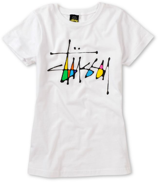 Stussy Girls Skinny Stock White Tee Shirt