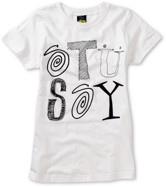 Stussy Girls Ransom Type White Tee Shirt
