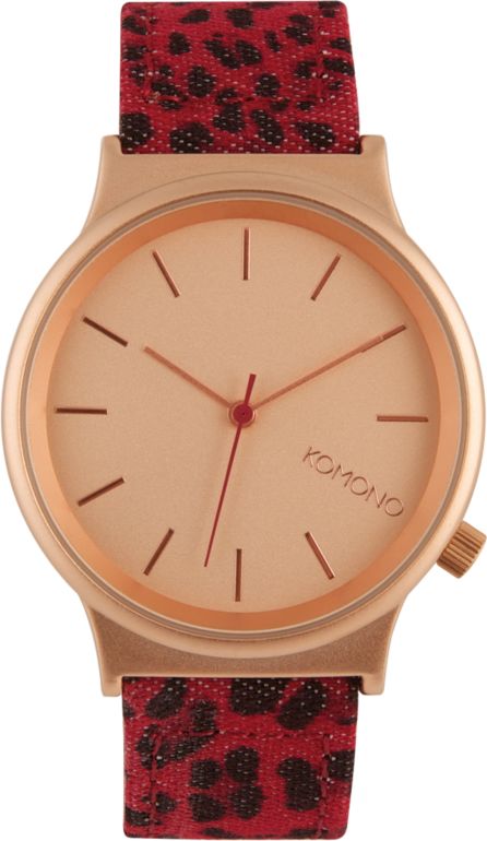 Komono Wizard Print Red Leopard Watch