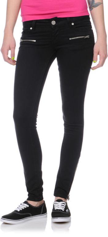 Almost Famous Black Zipper Skinny Jeggings
