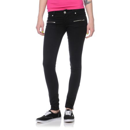 Almost Famous Black Zipper Skinny Jeggings