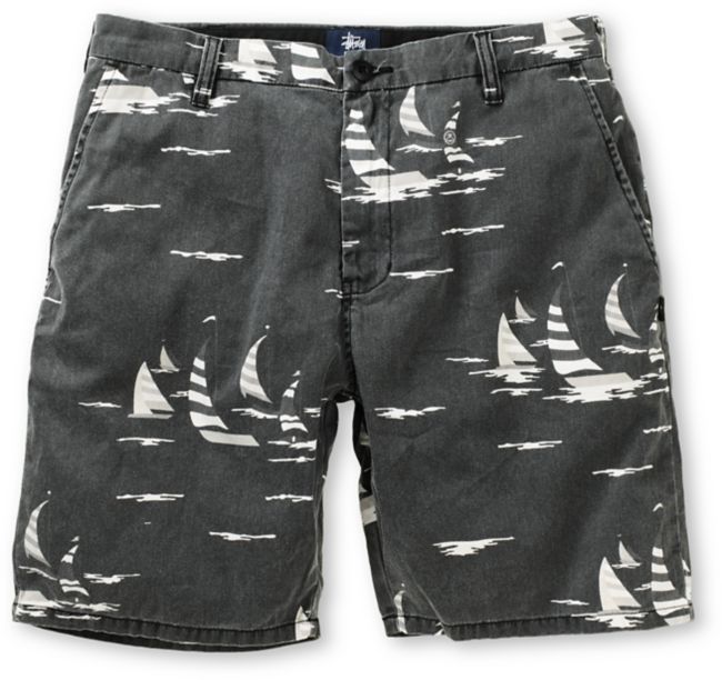 Stussy Sailing Black Print Chino Shorts