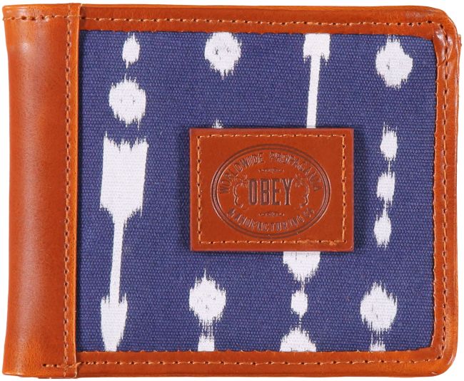 Obey Yuma Navy Blue & Brown Bifold Wallet
