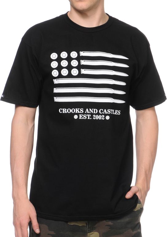 Crooks and Castles Ammo Flag Black Tee Shirt