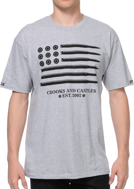 Crooks and Castles Ammo Flag Grey Tee Shirt