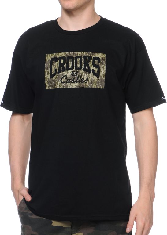 Crooks and Castles Rain Camo Black Tee Shirt