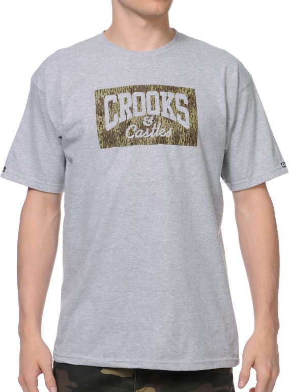 Crooks and Castles Rain Camo Grey Tee Shirt