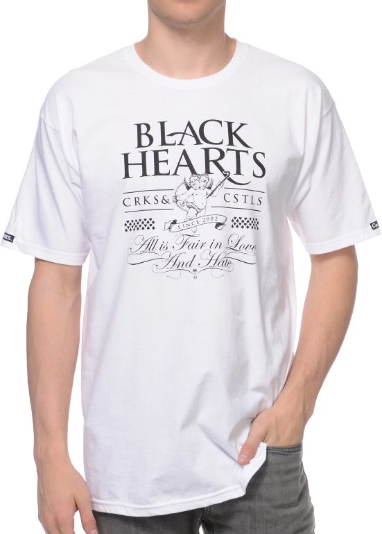 Crooks and Castles Black Hearts White Tee Shirt