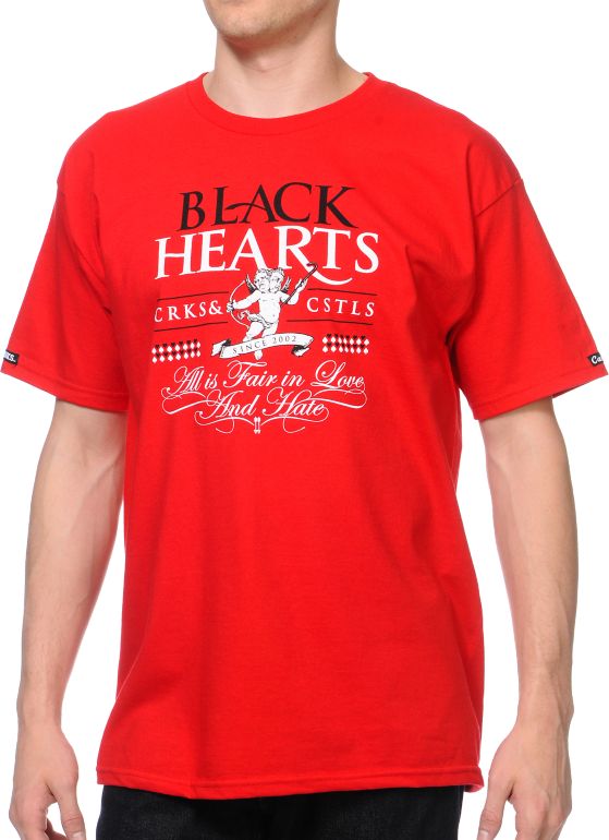 Crooks and Castles Black Hearts Red Tee Shirt