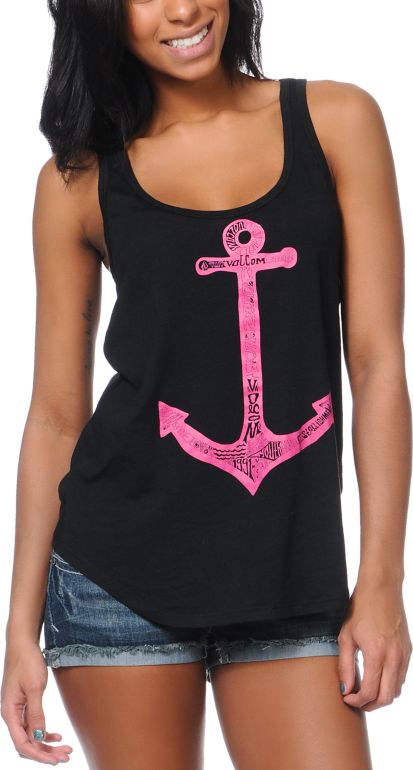 Volcom Girls Renne Anchor Black Tank Top